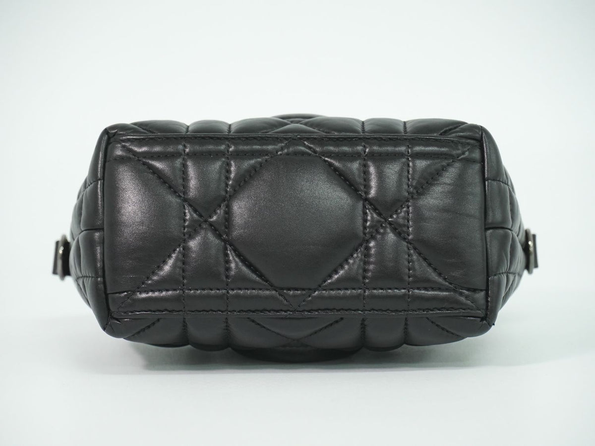 Dior Travel Nomad Pouch Cannage Handbag Leather Black