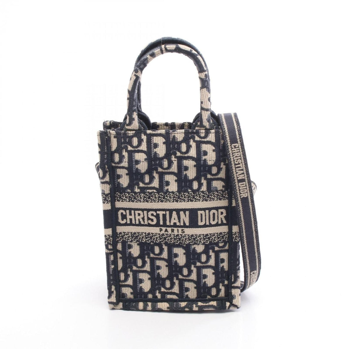 Dior Handbag Book Tote Tikal Mini Phone Oh Breek Navy Canvas Oh Oblique Cook