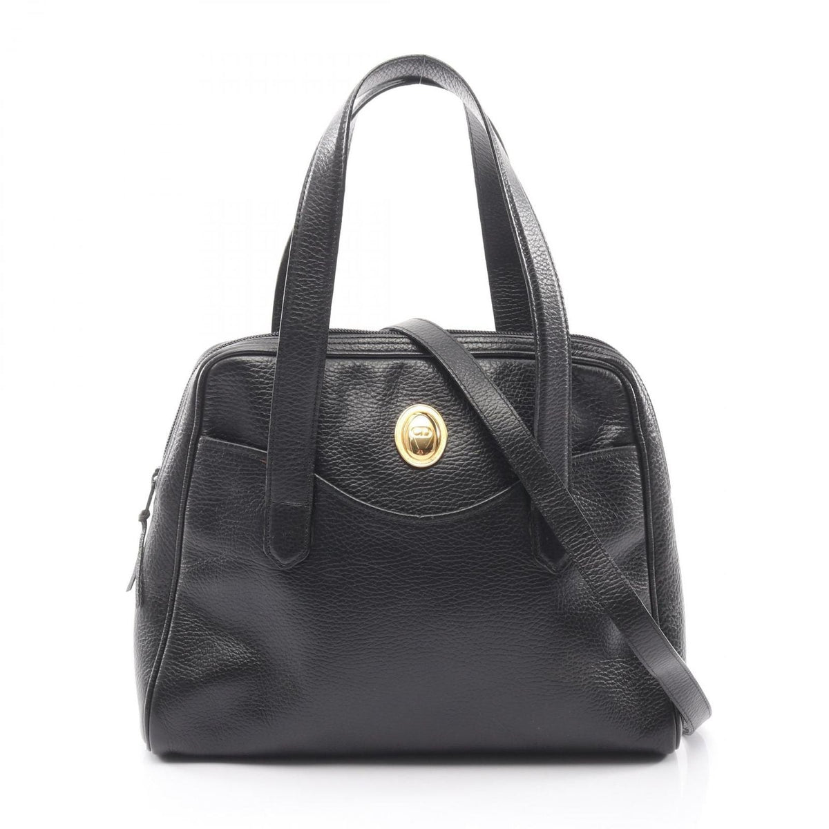 Dior Handbag CD 2-Way Black Leather CD Logo Hand