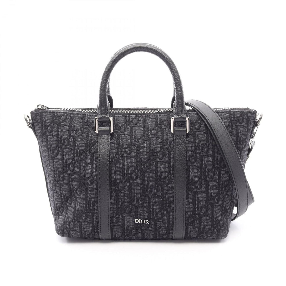 Dior Handbag Weekender 25 2-Way Black Canvas Leather