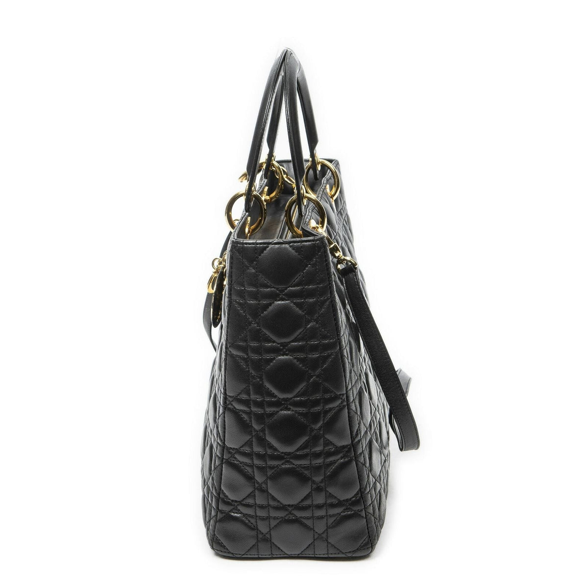Dior Large Lady Dior Zip Black Canada Lambskin Leather Handbag