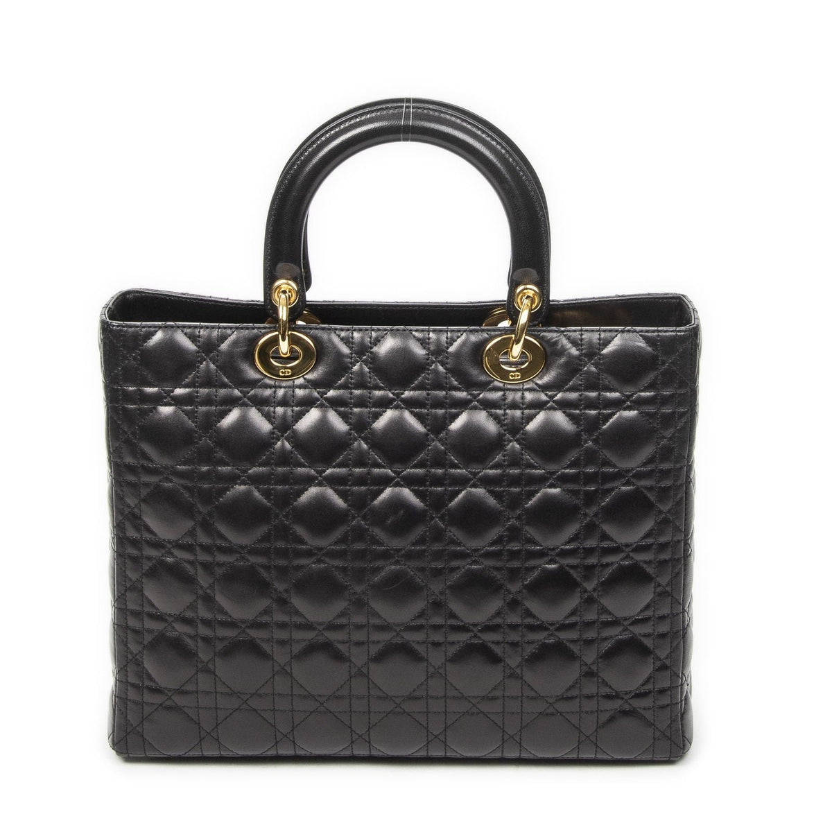 Dior Large Lady Dior Zip Black Canada Lambskin Leather Handbag