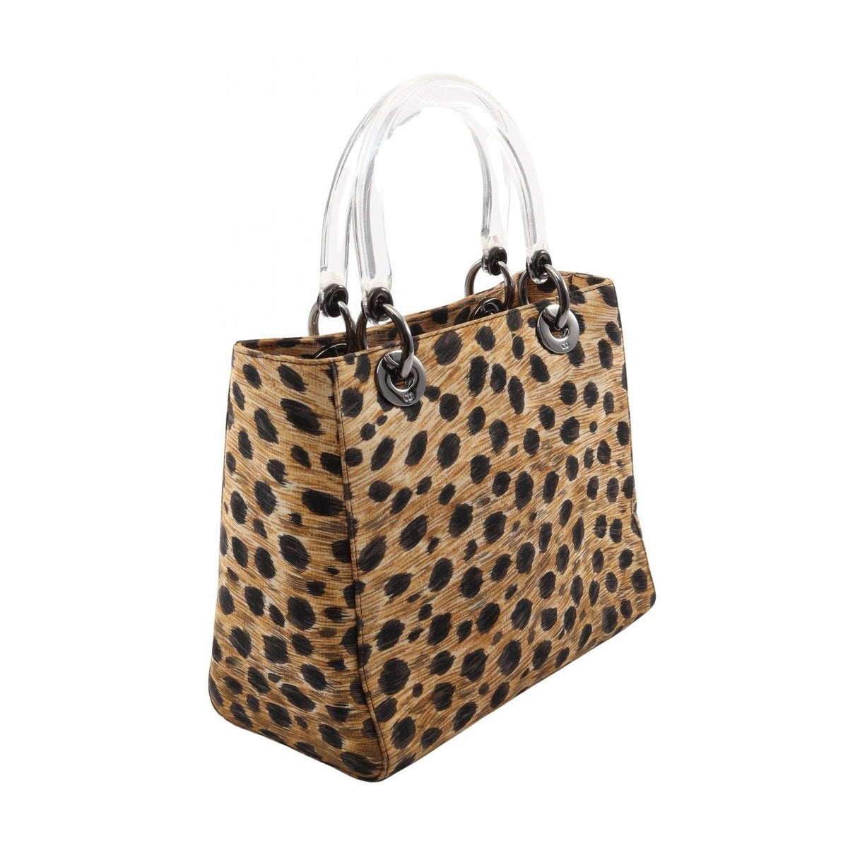 Dior Handbag Lady Dior Leopard 2-Way Brown Black Canvas Lady Dior Tote