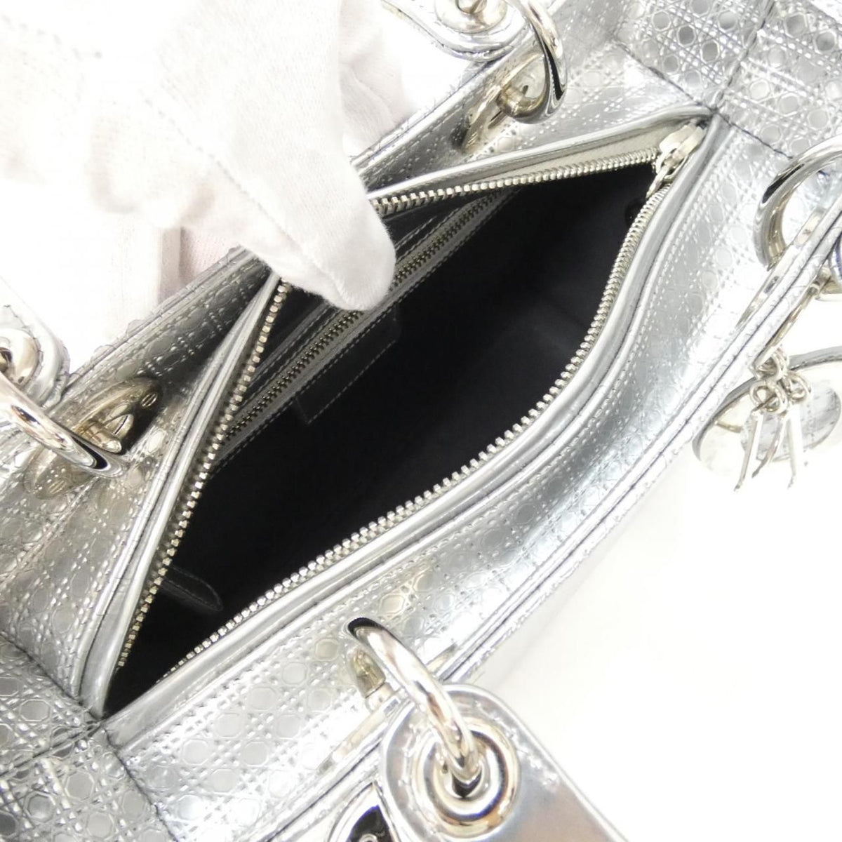 Dior Lady Bag Handbag Silver