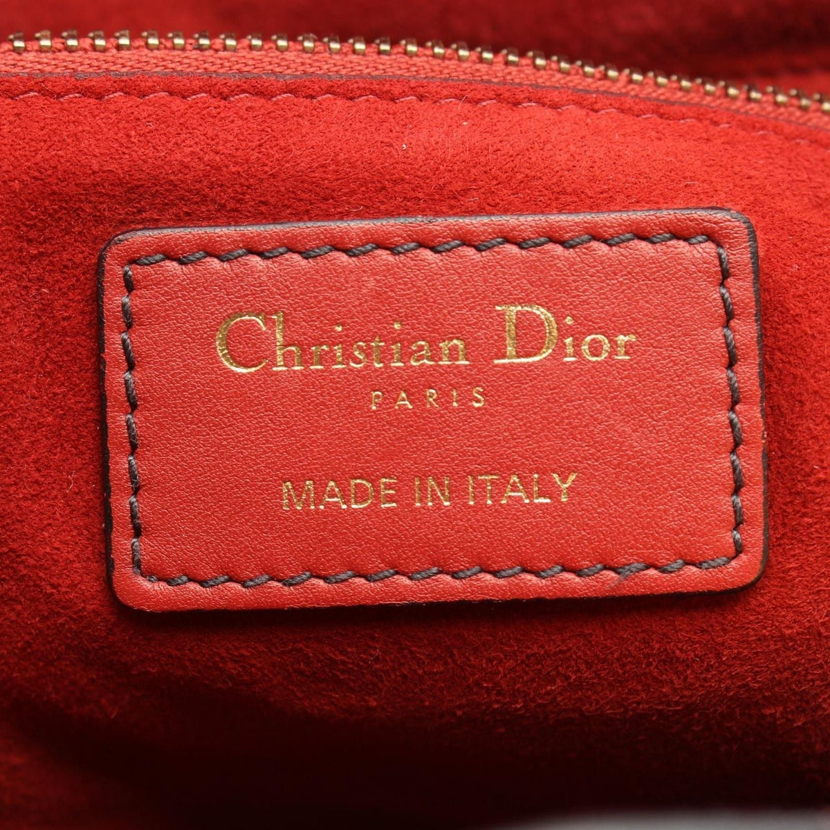 Dior Handbag Lady Dior 2-Way Red Leather Lady Dior Studs Tote