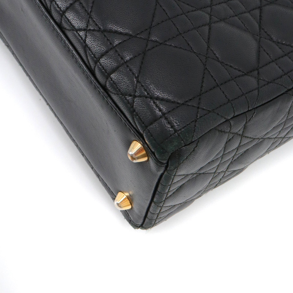 DIOR - Large Lady Dior handbag in vintage black cannage leather