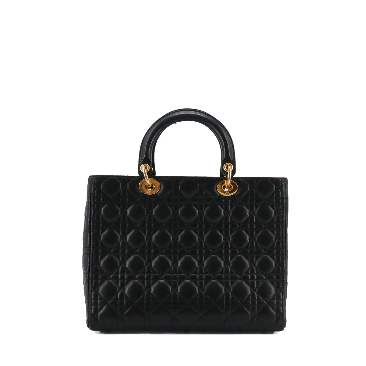 DIOR - Large Lady Dior handbag in vintage black cannage leather