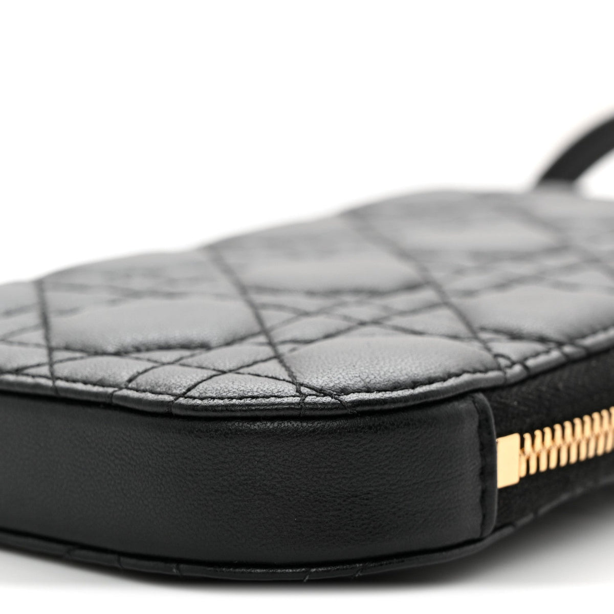 Lambskin Cannage Lady Dior Phone Holder Black