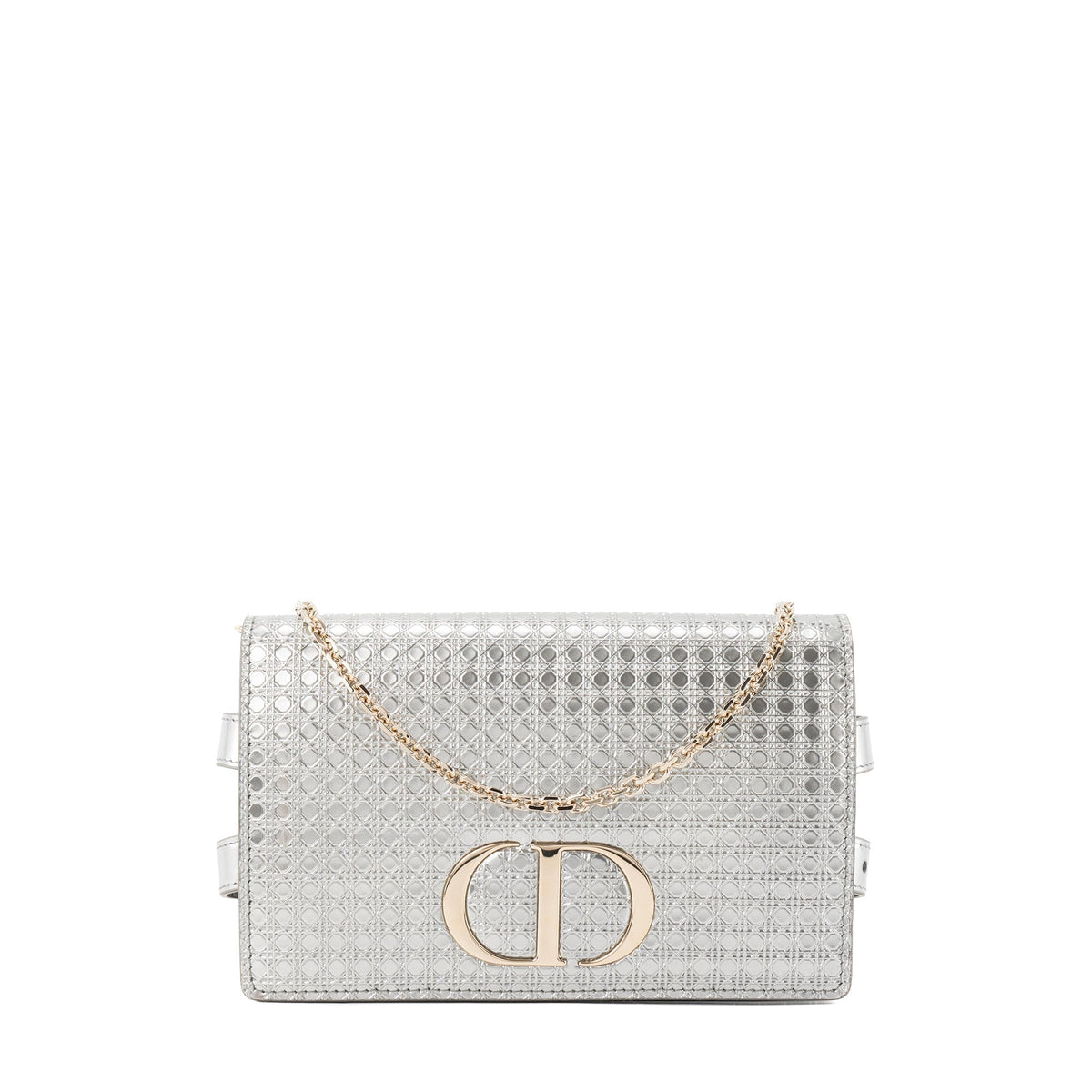 DIOR - Montaigne Pouch handbag in silver micro cannage leather